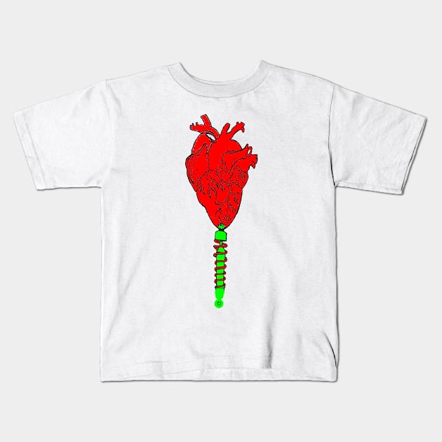 heart on shock absorber Kids T-Shirt by Oluwa290